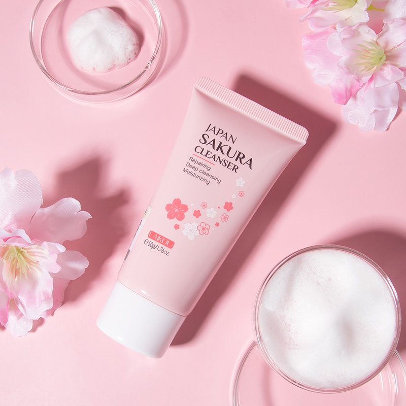 LAIKOU Serum Sakura Pembersih Pemutih Krim Toner Penghilang Kerutan Mata Sunscreen SPF50