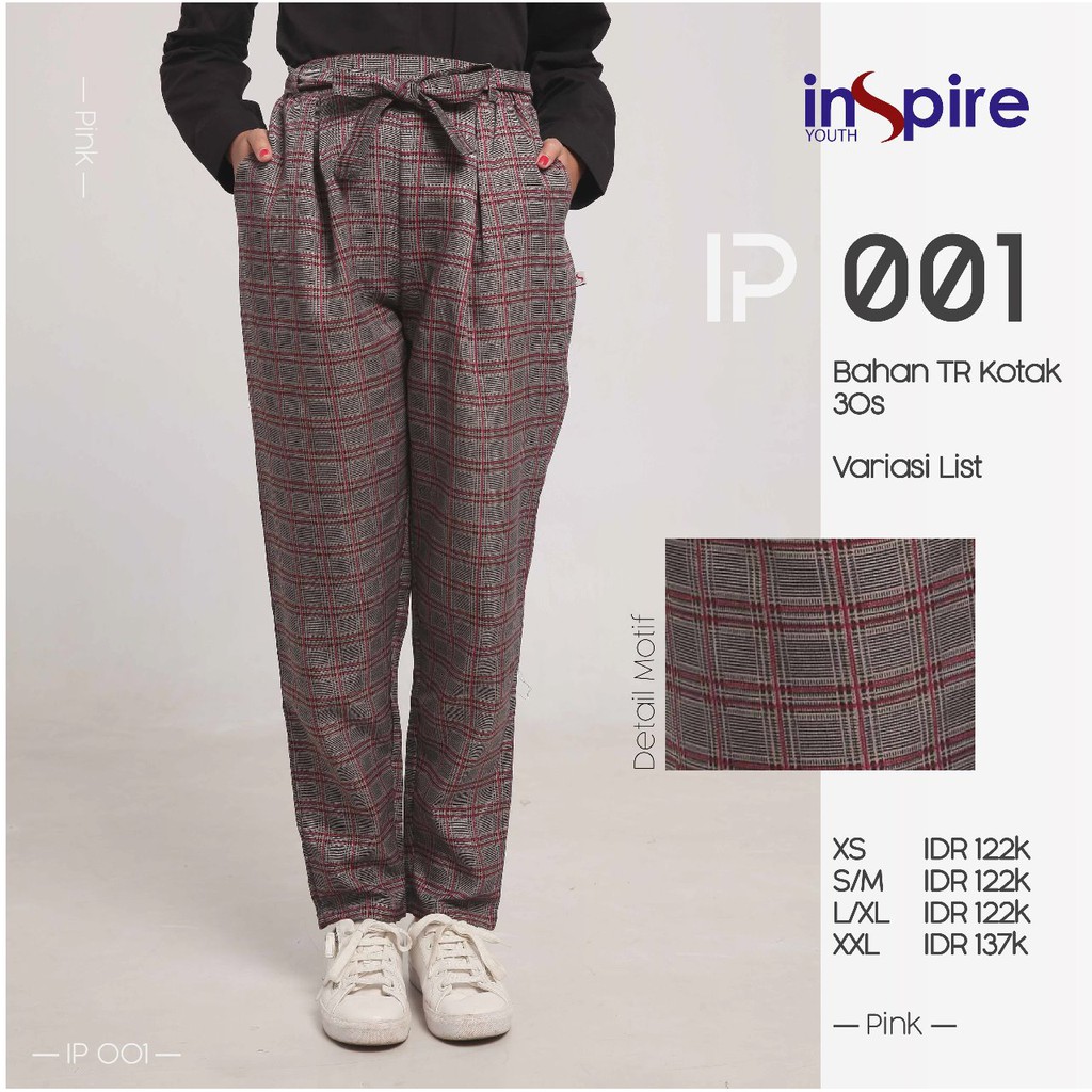 INSPIRE YOUTH PANTS IP 01 BAHAN TR KOTAK CELANA PANTS MUSLIMAH MOTIF ELEGANT MODERN BERKUALITAS