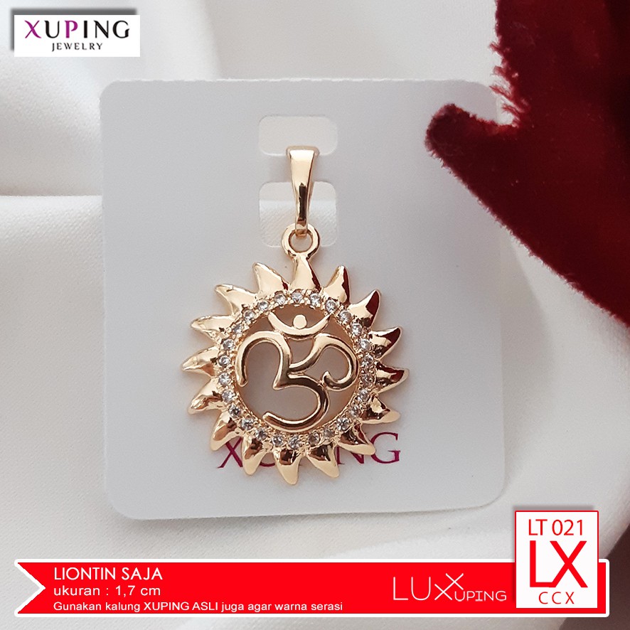LT 021 - Liontin Saja Xuping Asli Rohani Buddha Hindu Om Mani Padme Hum Emas Imitasi - Luxx Xuping