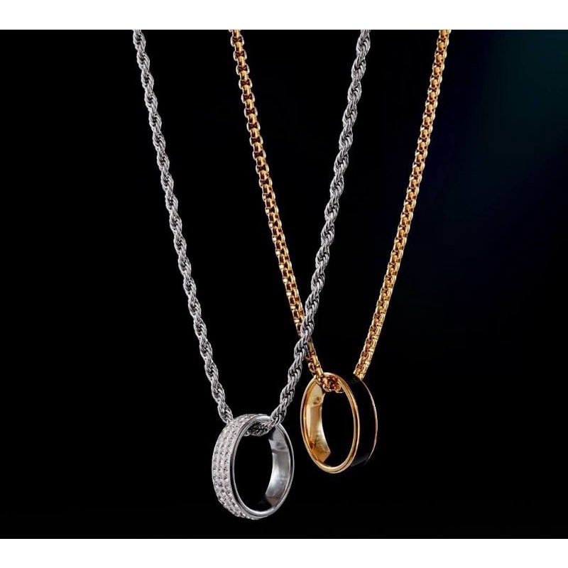 Kalung Emas Titanium Bandul Cincin