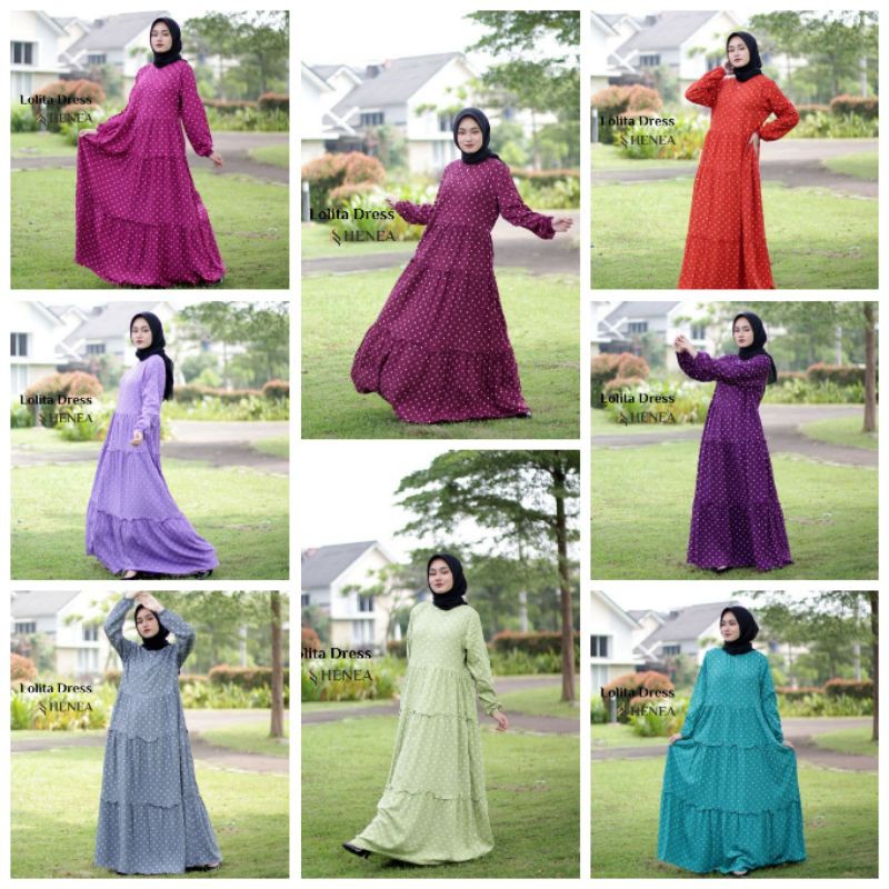 GAMIS SUSUN MOTIF POLKA POLKADOT BAHAN RAYON CANDIMEKAR ADEM RINGAN HALUS