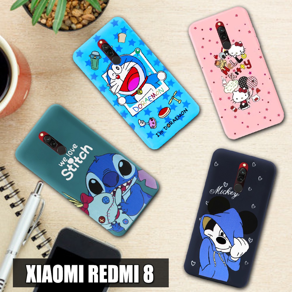 Case Xiaomi Redmi 8 Redmi 8A Pro Karakter Doraemon Stitch Hello Kitty Mickey Mouse