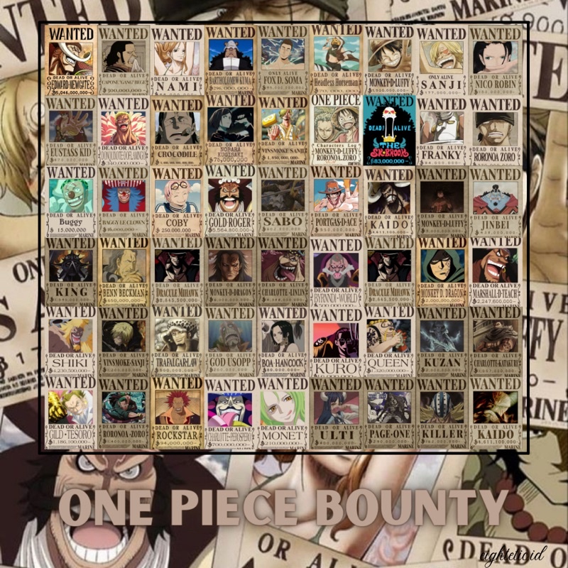 POSTER DINDING AESTHETIC POSTER BOUNTY WANTED POSTER ANIME ONE PIECE A4 A5