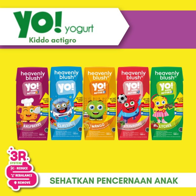 

Heavenly Blush YO Kiddo Actigro - Raspberry, Classic, Mango, Strawberry, Lychee [180ml] - Yogurt