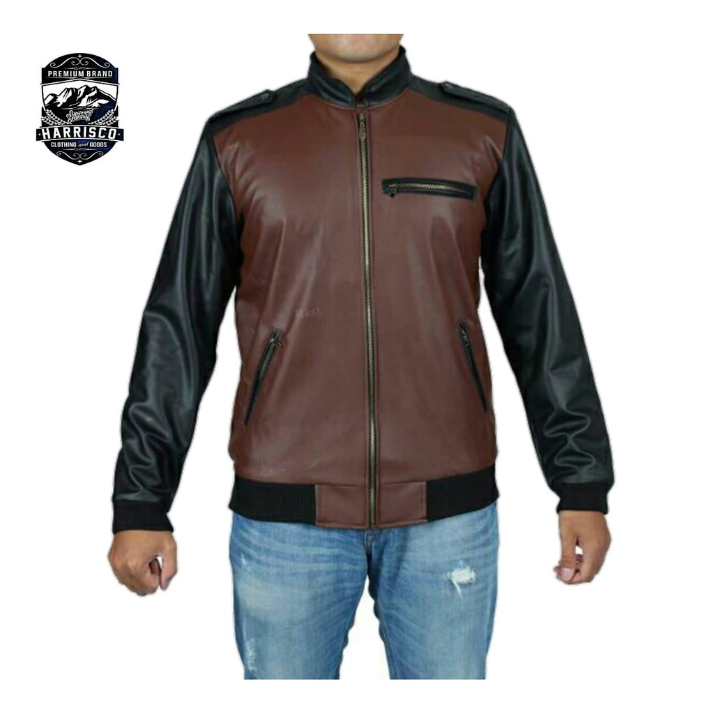 Jaket casual pria kulit sintetis/Jaket kulit pria keren/ Jaket pria keren kulit sintetis