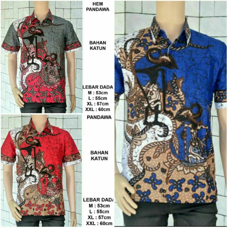 HEM BATIK COWOK MODERN BAGUS MURAH MOTIF WAYANG SERIES | HEM BATIK WAYANG KEMBAR