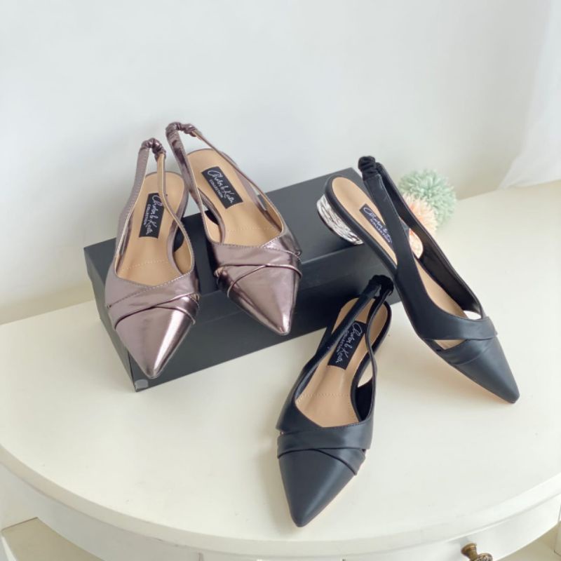 Mules Heels Polos Import Fashion (0755) Cks220 Ck Soft Leather Mules Slingback Heels