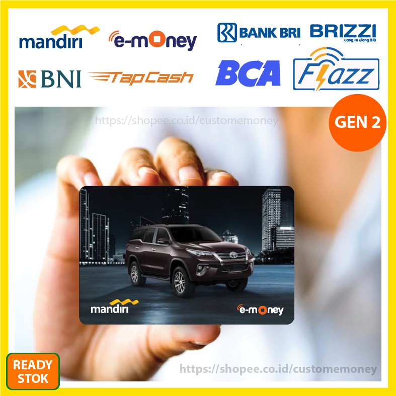 KARTU EMONEY MOBIL SPORT OTOMOTIF 19 ETOLL E-MONEY MANDIRI FLAZZ BCA BNI TAPCASH BRI BRIZZI - 1 SISI