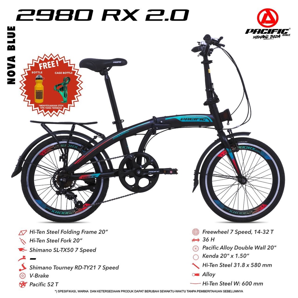 Sepeda Lipat Pacific 2980RX 2.0 Hi-Ten Steel 20Inch Folding Bike