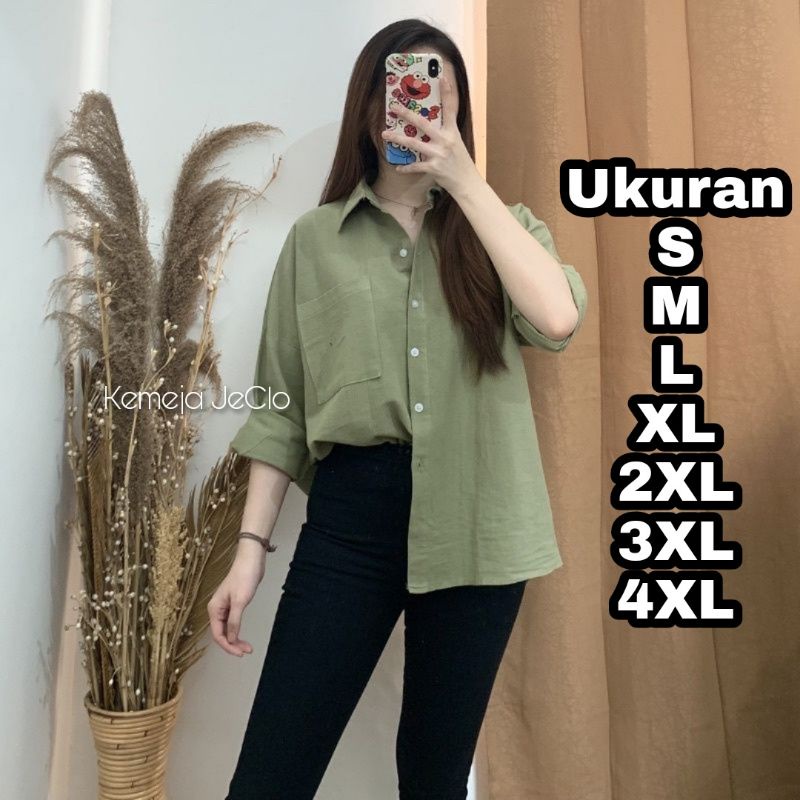 Premium Series Kemeja JECLO  Linen Size S M L XL XXL XXXL 4XL 2XL 3XL 5L Kemeja Basic Jumbo Big Size Baju Kerja Kantor Korea