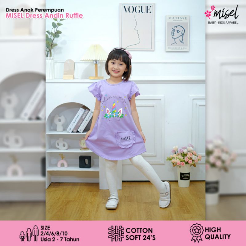 Dress anak motif tangan ruffle umur 1-8 tahun original misel