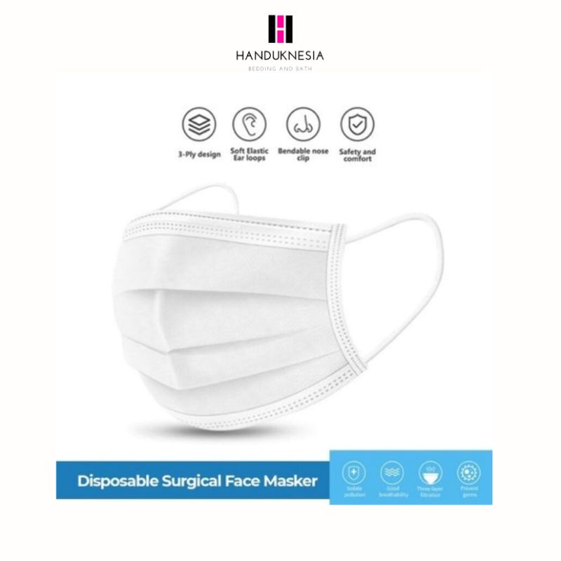 Masker Earloop Putih - Masker Earloop Putih Tebal - Masker Earloop - Masker Earloop Tebal