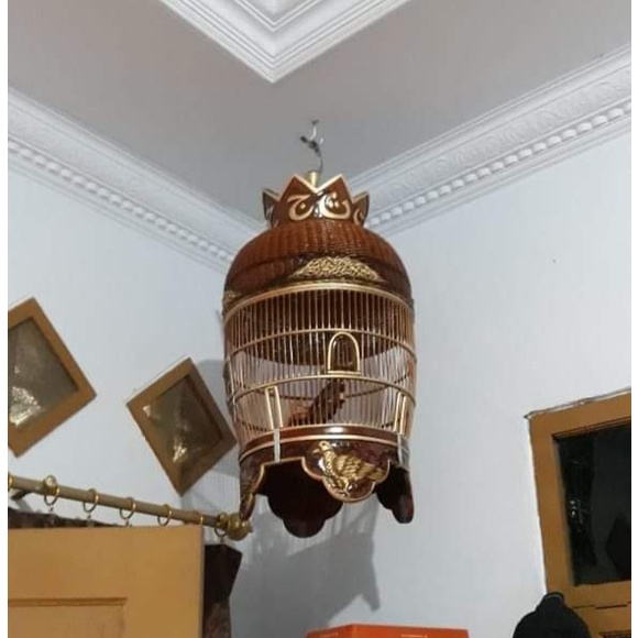 Sangkar Burung Perkutut, Sangkar Burung Kayu Jati Kombinasi Rotan