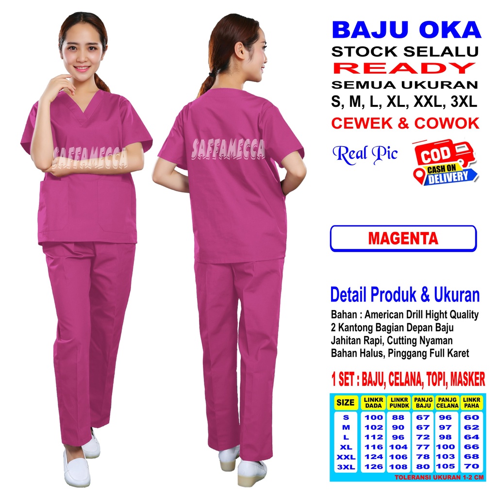 BAJU OK   OKA   OK   SCRUB OKA  CRUB PERAWAT LENGAN PENDEK PIN READY