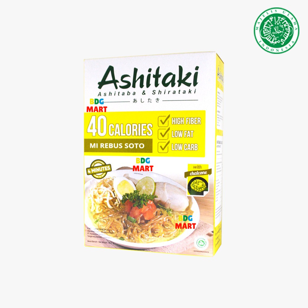 

Ashitaki 40 Calories Mi Rebus Soto Mie Instan Rendah Kalori Halal MUI - 69gr