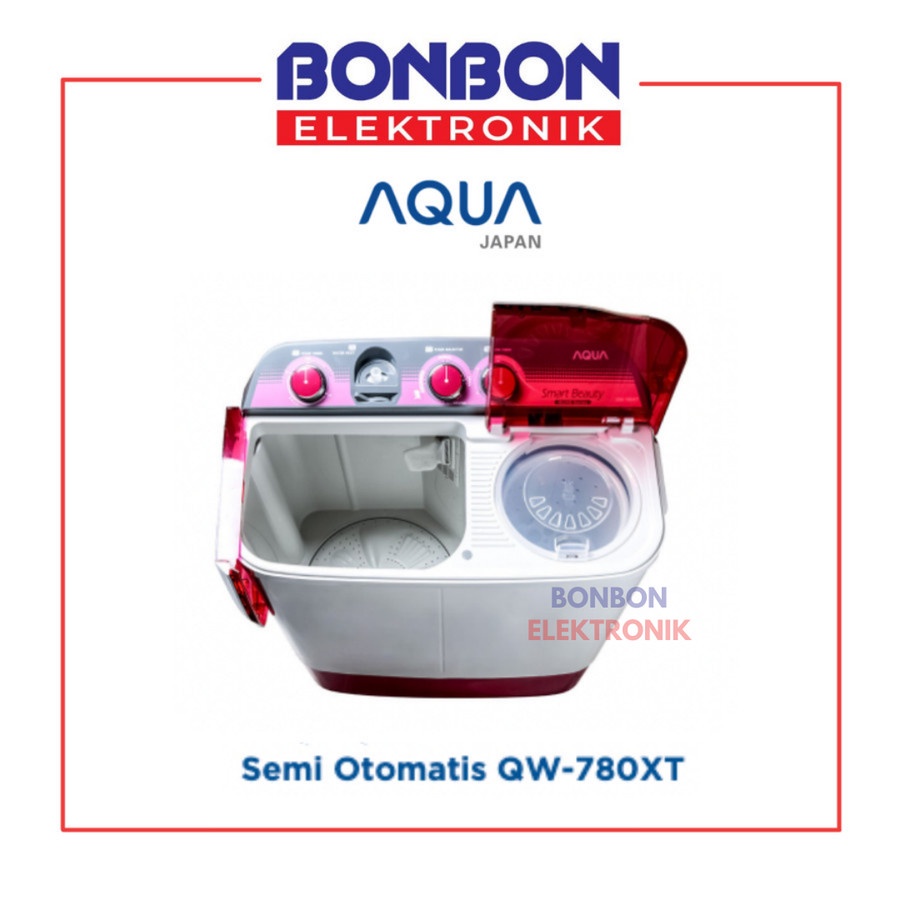 AQUA Mesin Cuci 2 Tabung 7KG QW-780XT (P) / QW 780 XT / QW780XT