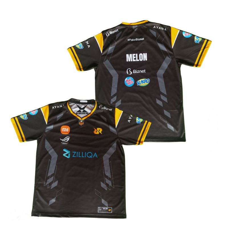 BAJU KAOS JERSEY RRQ ESPORT 2022 HITAM GAMING CUSTOM NAMA GAME PUBG FF ML FULL PRINTING ANAK JUMBO