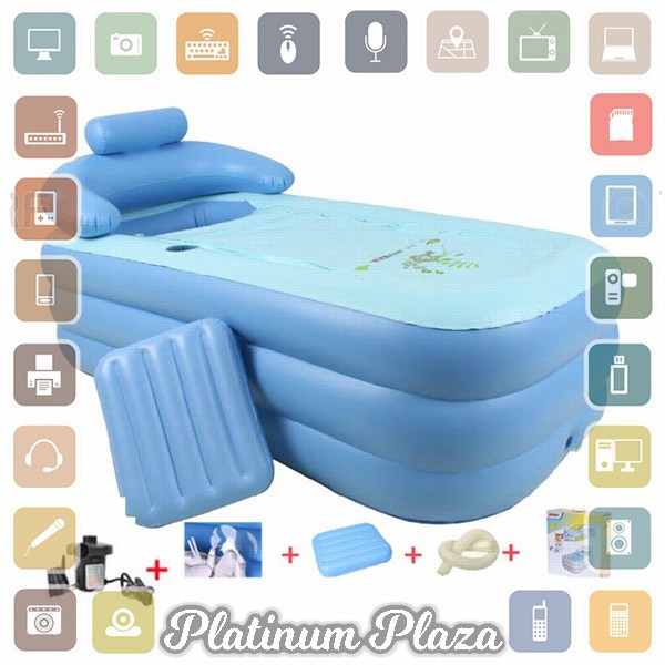 Intime Spa Bathtub Portable 160 x 84 x 64 cm dengan Pompa - YT-038B - Blue`KPII48-