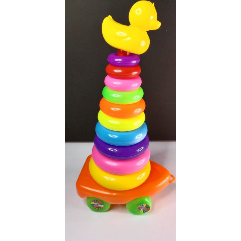 Mainan Bayi Menara Ring Donat Susun Tower Bebek Round Stacking