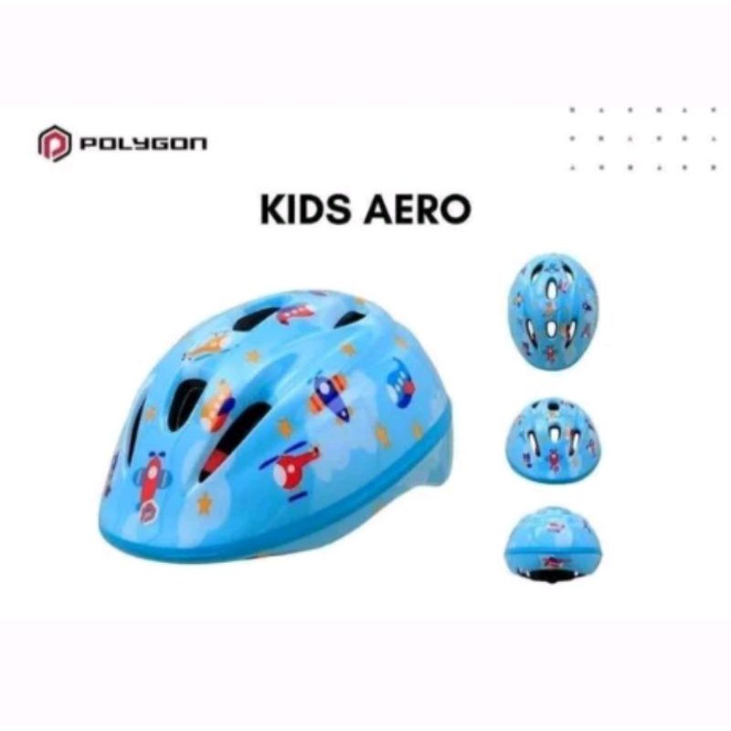 Helm Polygon Kids Aero . Helmet Sepeda Anak Biru Blue Skuter Scooter Sepatu roda