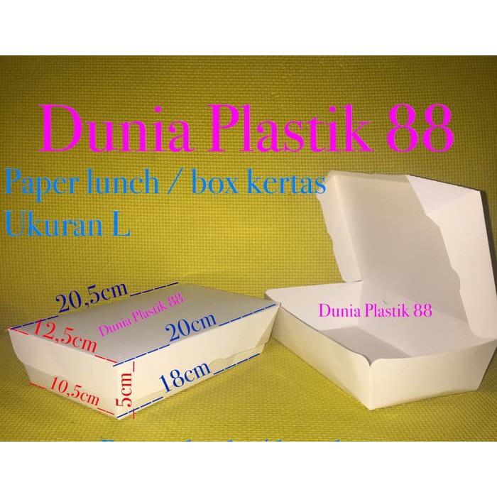

isi50pc PAPER LUNCH take away box kotak dus makanan nasi KERTAS uk L DP