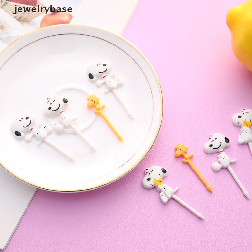 6 Pcs / Set Aksesoris Garpu Buah Bentuk Kartun Kucing Anjing Untuk Dessert