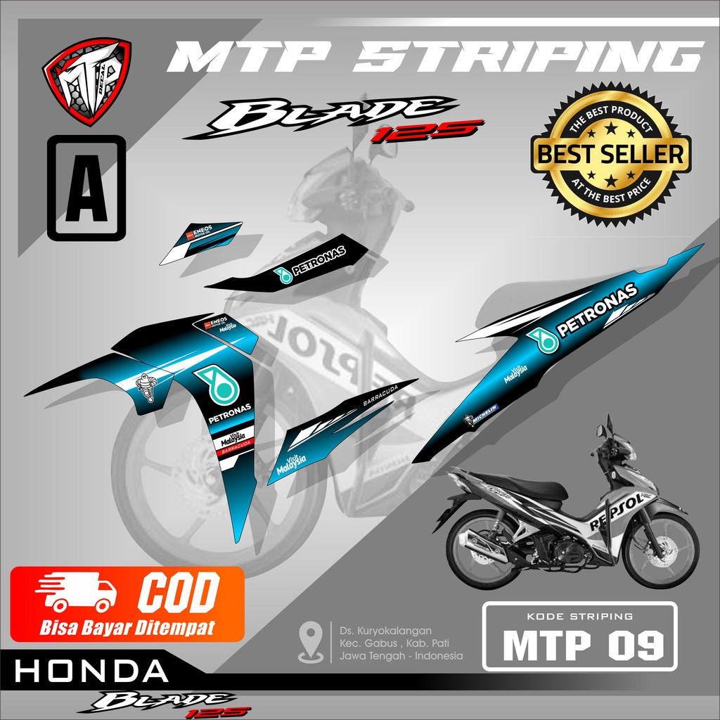 (PALING DICARI ) Sticker Striping Variasi Blade 125-Striping Motor Honda Blade 125 Desain Petronas