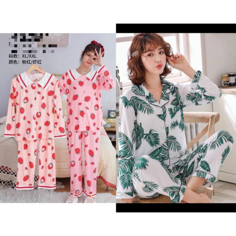 Piyama Baju Tidur Wanita PP Import Lucu Motif strawberry