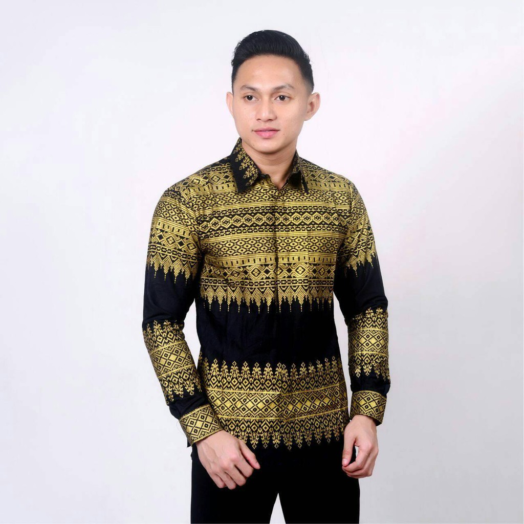 Baju Koko Muslim Batik Pria Murah BLACK GOLD SONGKET