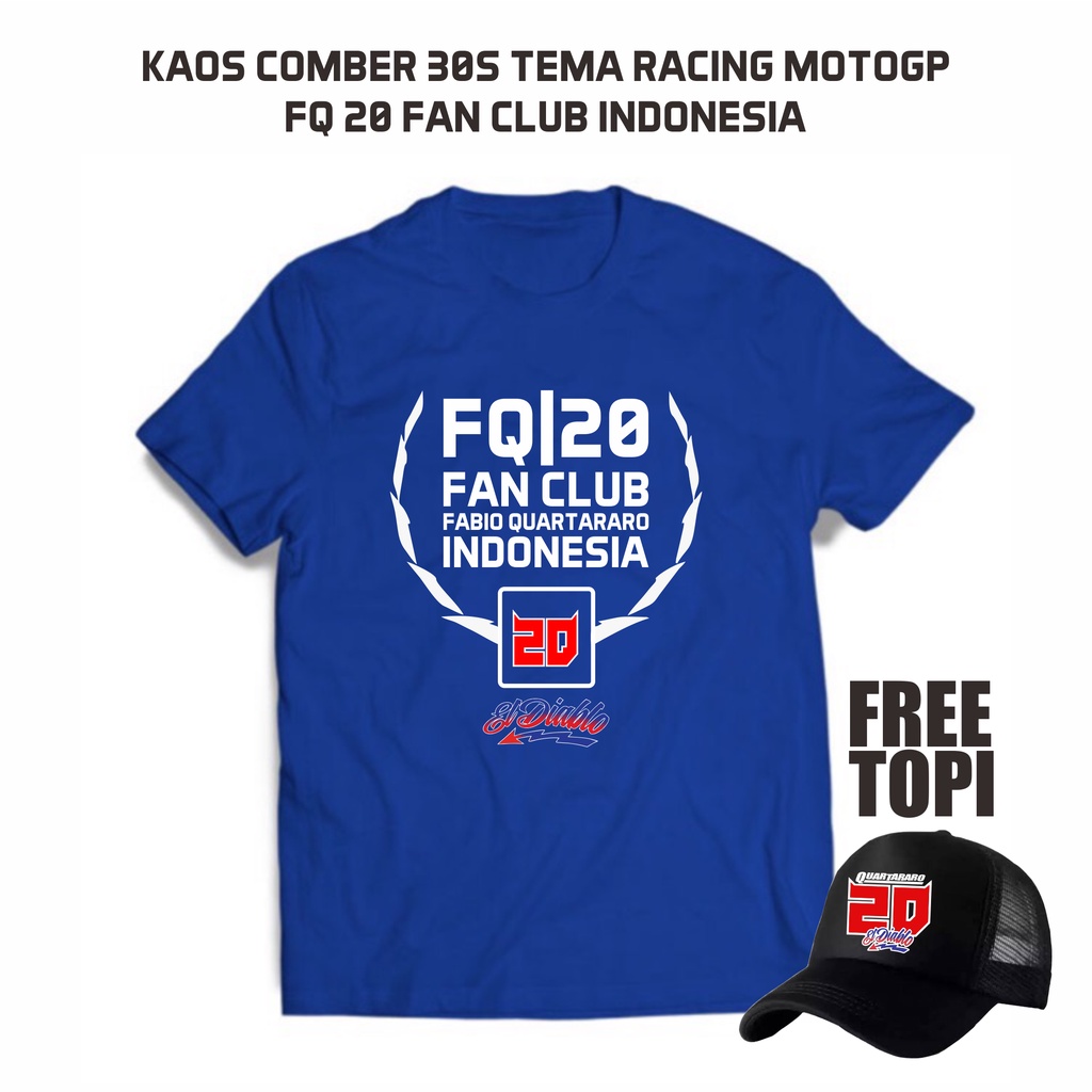 Kaos Gratis Topi FQ20 Fan Club Indonesia Tema motoGP Fabio Quartararo