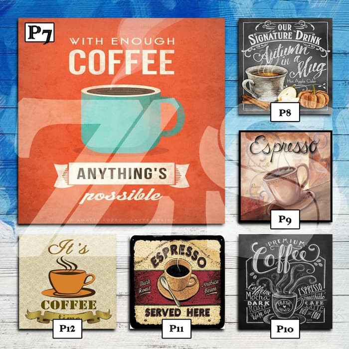 HIASAN DINDING POSTER KAYU TEMA COFFEE DESIGN COFFEE SHOP DEKORASI