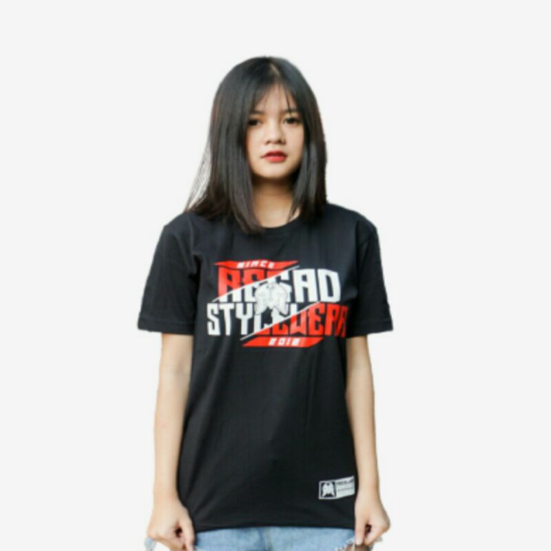 REGAD KAOS DEWASA HITAM  FONT MERAH PUTIH SABLON  PLASTSOL