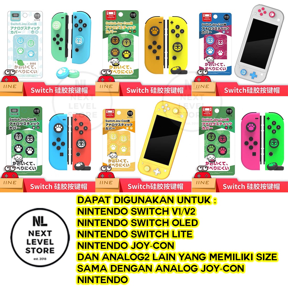 IINE Analog Cap Thumb Grip Nintendo Switch Joycon OLED Lite V1 V2 Original - Animal Crossing Limited Edition