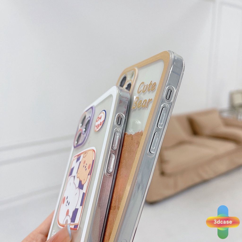 Soft Case Infinix Hot 10 11 Play 10 10t 10s NFC 10i 9 Pro 10 Lite 11 Plus Hot 9 Play 11 11S NFC Infinix Smart 6 5 4 4C 5 Pro Tencno Spark 5 PRO A15 A16 A9 A5 A7 A5S Y12 Y20 Y15S Y21S A12 Couple Cute Bear Camera Protection Case
