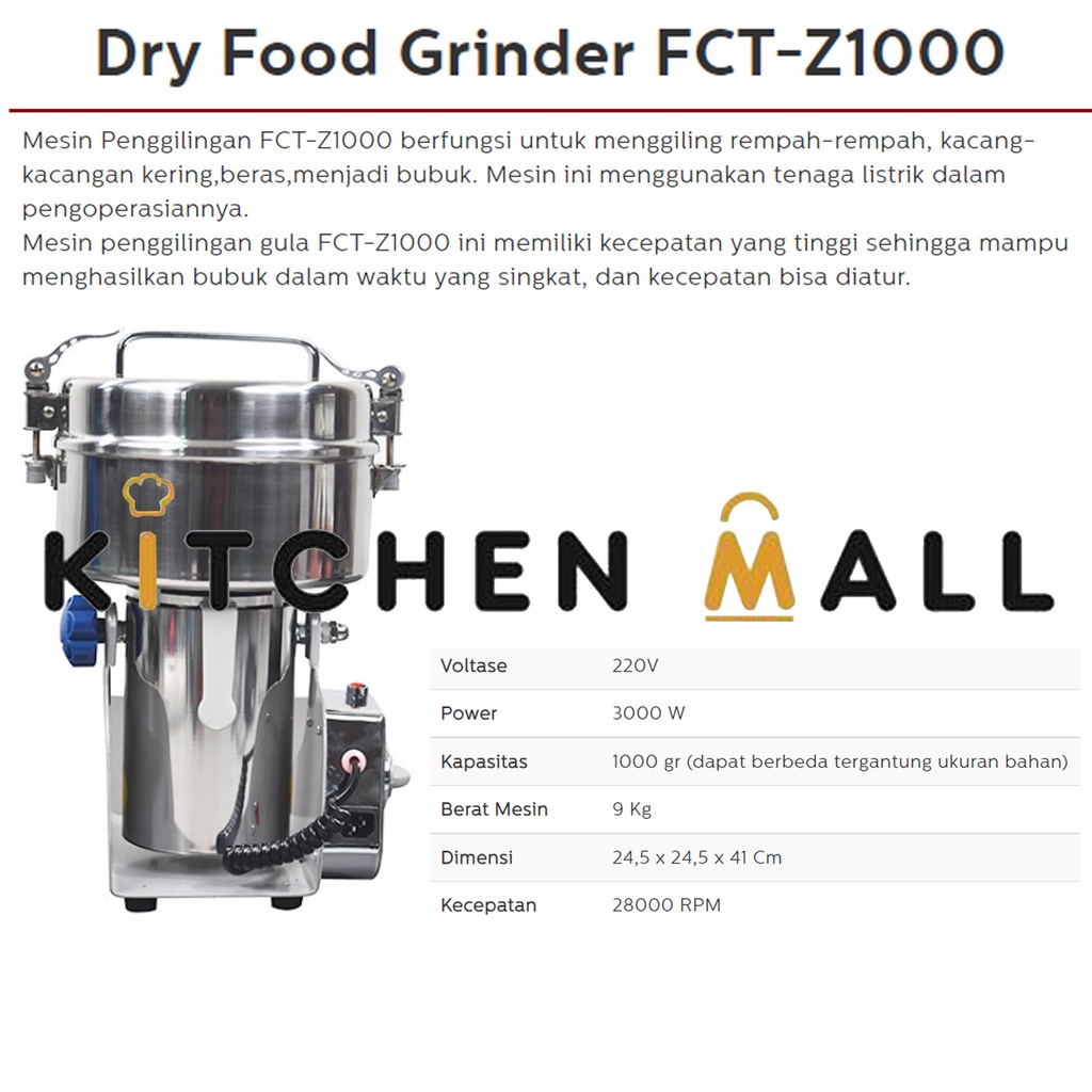 FOMAC FCT-Z1000 Dry Food Grinder - Mesin Penggiling Kering