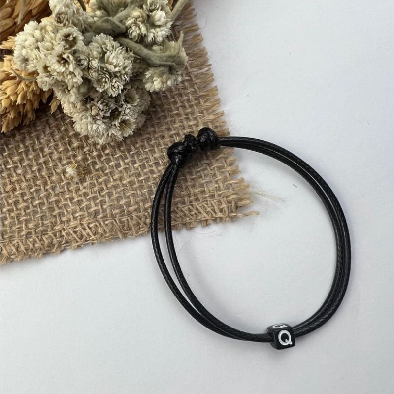 GELANG TALI KULIT HURUF Q