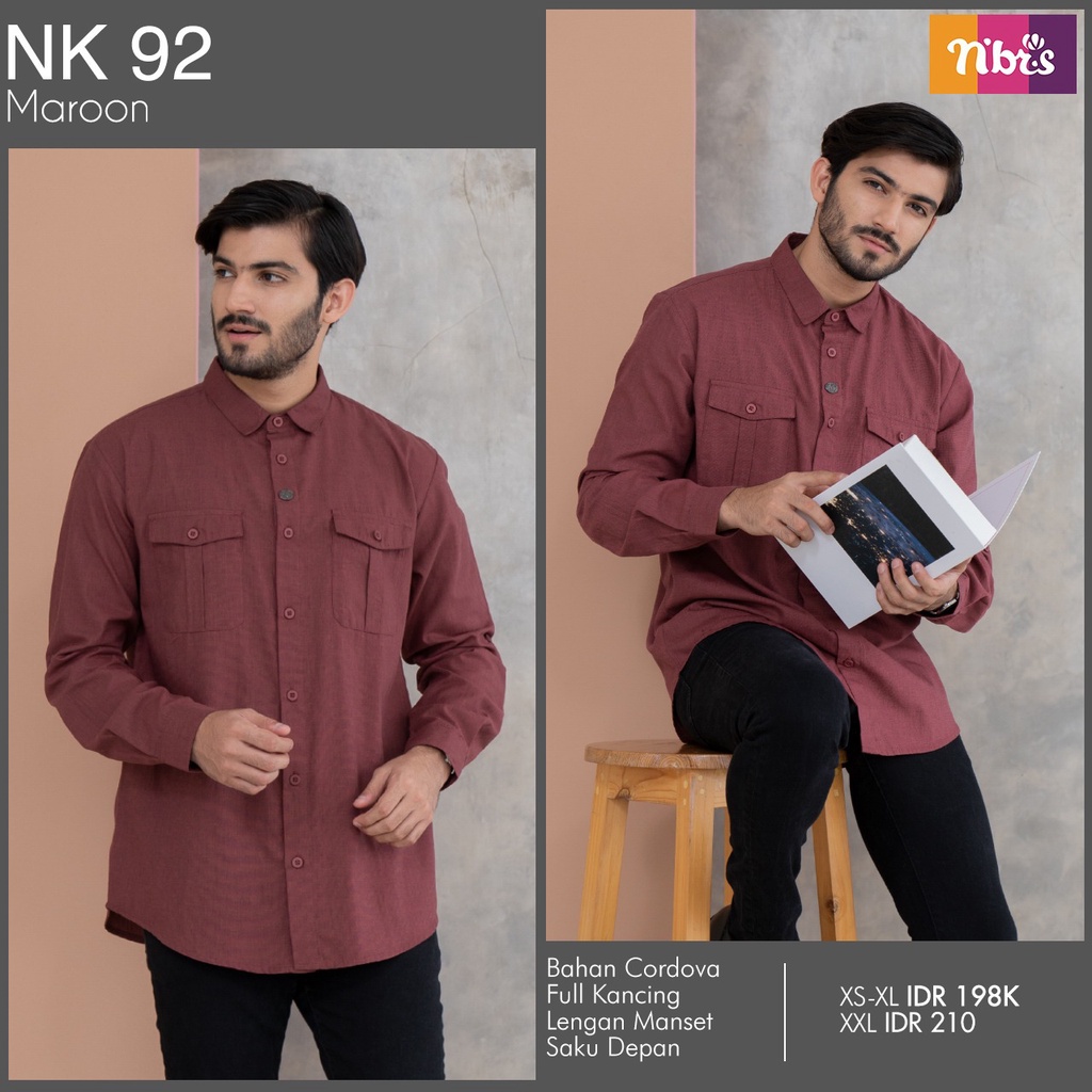 Nibras Koko NK 92 Bahan Cordova Aasan Kemeja Laki-laki Formal Lengan Panjang By NBRS