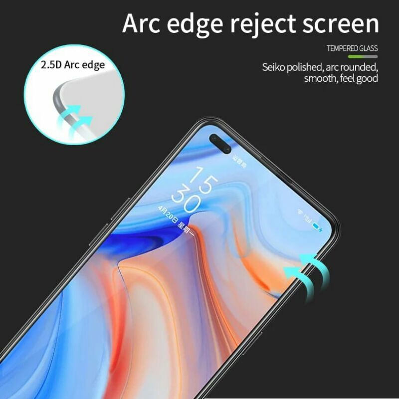 ANTIGORES KACA 9H OPPO RENO4 4G FULL LAYAR BEST QUALITY TEMPERED GLASS