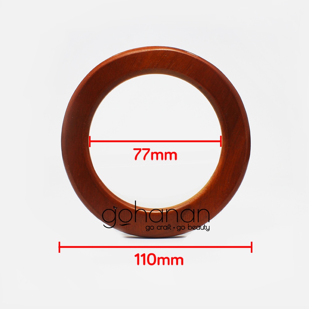Gohanan - Handle Tas Kayu Bulat 110 mm / Behel Tas Kayu / Behel Dompet Kayu / Gagang Tas Kayu / Gaga