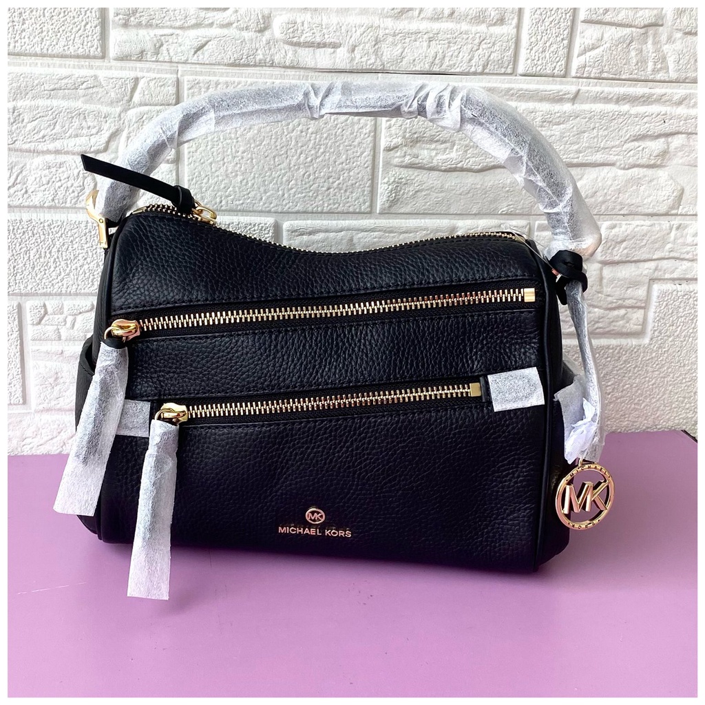 Tas Wanita Branded Michael Kors MK Lorimer Medium Zip Satchel Black - 100% Original - Hopestead Stor