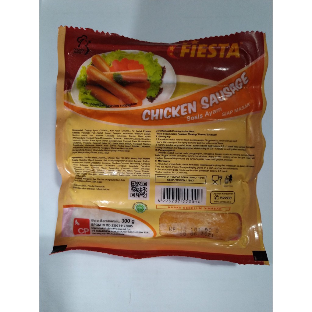 

Fiesta Chicken Sausage Sosis Ayam Isi 9 300gr / Frozen Food / Fiesta / Sausage Chicken / Sosis Ayam