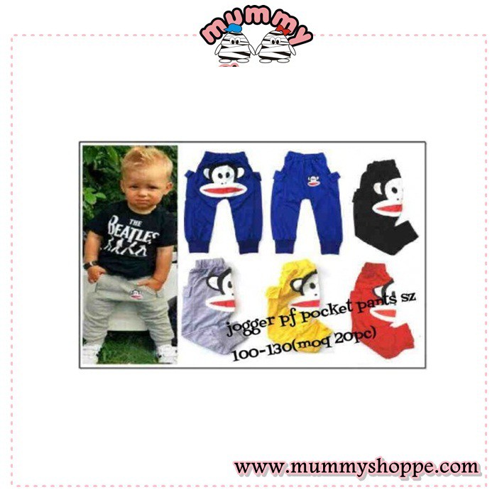 celana anak laki-laki Jogger Paul frank pocket