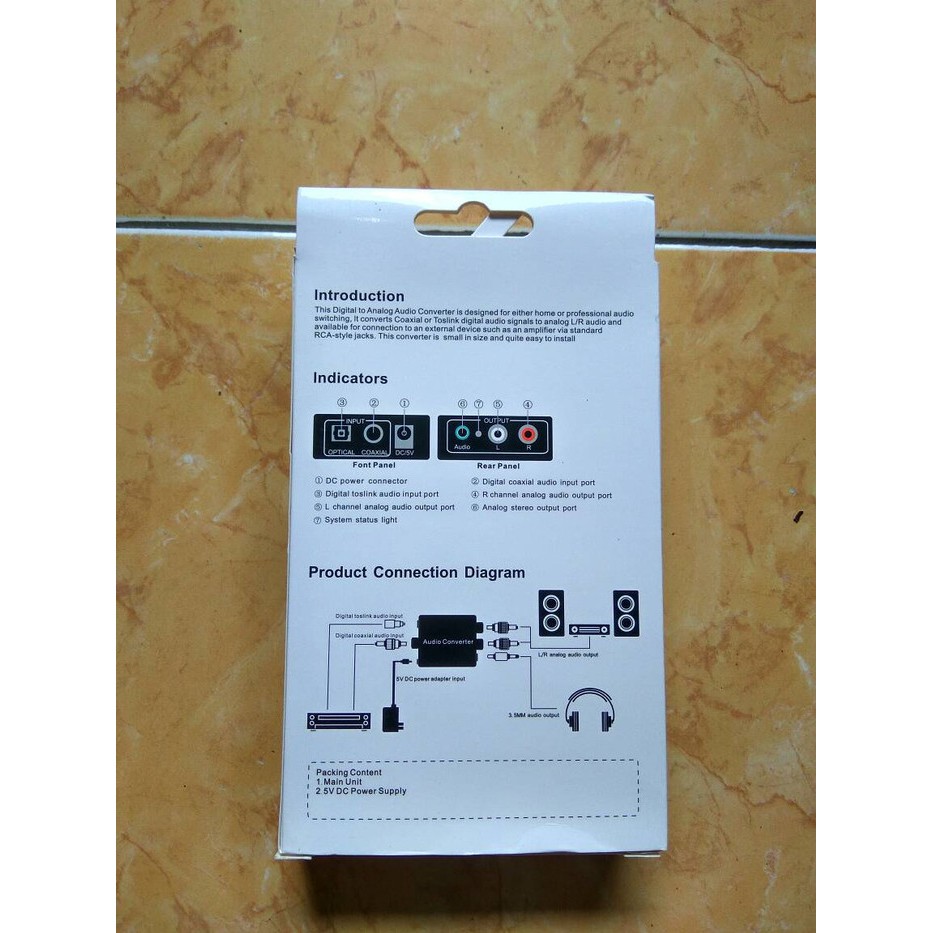 DIGITAL SPDIF TOSLINK TO RCA AUDIO ANALOG L/R converter + ADAPTOR