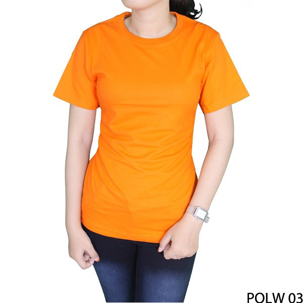 Kaos basic Wanita O-Neck Pendek Cotton Combed S20 Orange – POLW 03