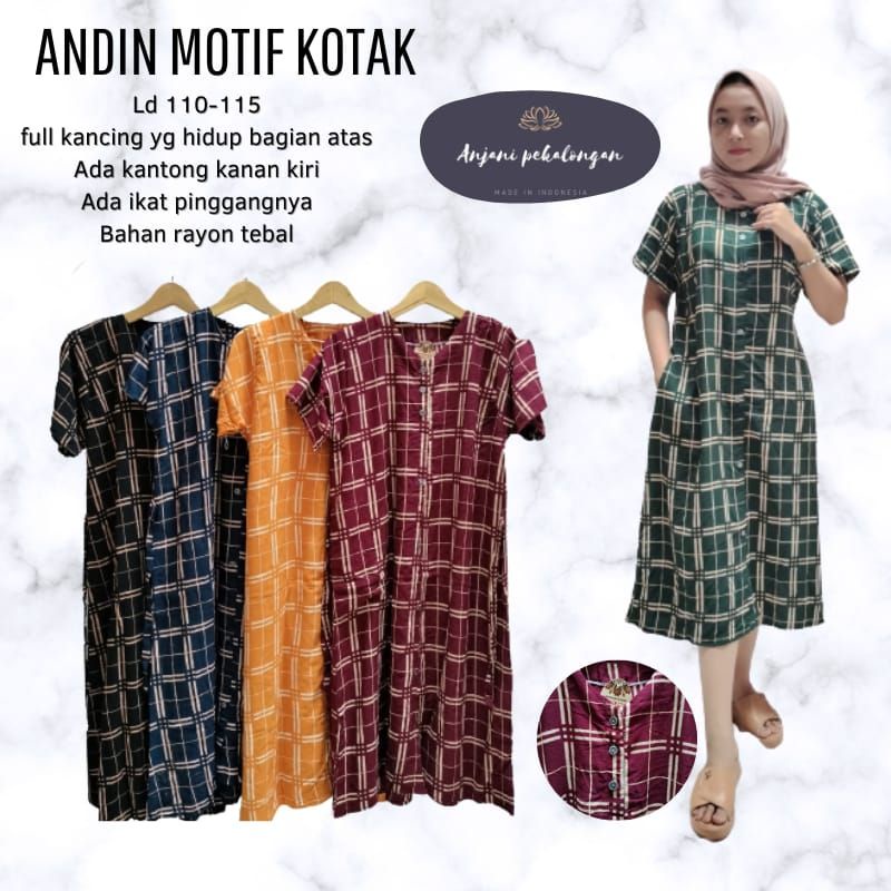 Daster Andin motif kotak-kotak