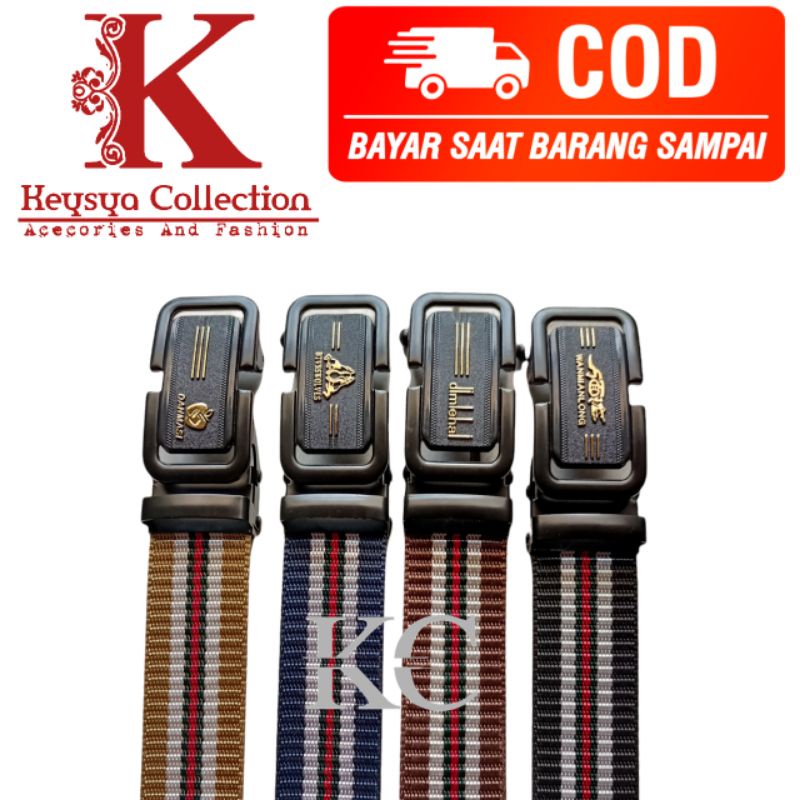 ikat pinggang pria bahan Canvas nylon/ sabuk pria metal bucke