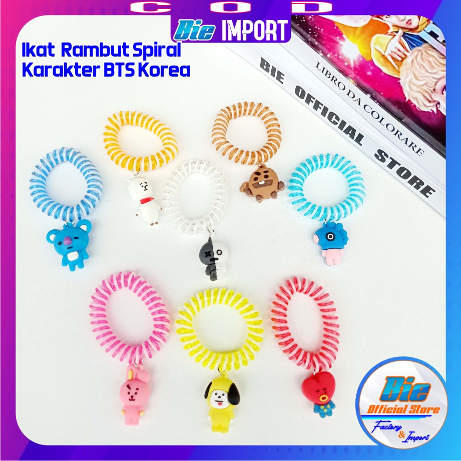 Ikat Rambut Spiral BTS Korea Karakter  Impor Best Seller