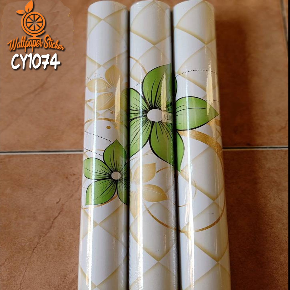 Wallpaper Dinding Kamar - Ruang Tamu - Wallstiker dinding - Wallpaper Tembok Tupat Hijau 10M