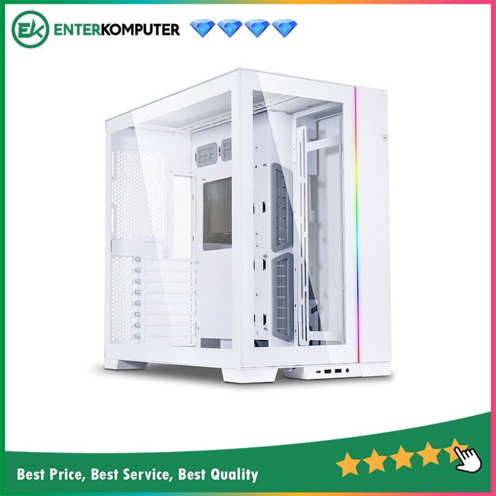 Casing LIAN LI O11 DYNAMIC EVO WHITE - TEMPERED GLASS FRONT &amp; LEFT