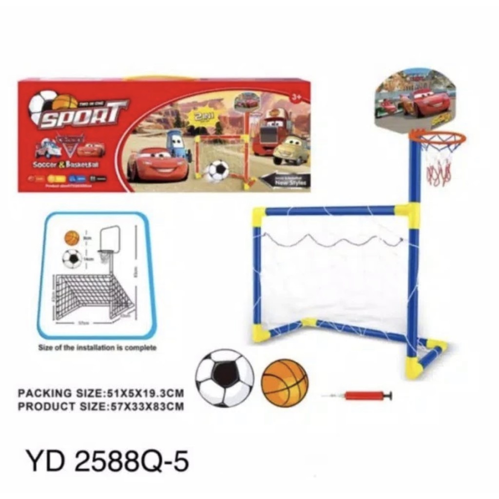 Mainan Anak Mainan Edukasi Gawang Bola dan Ring Basket 2in1